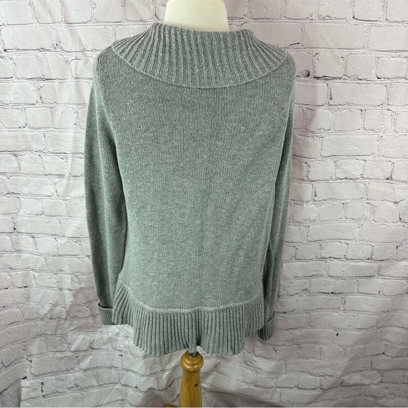 Talbots Gray Women's Cardigan Sweater open front shawl collar sz L wool blend - Picture 3 of 7